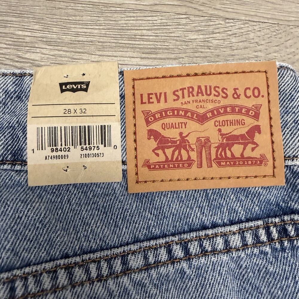 Levis Superlow Loose Jeans Womens 28x32 NWT Light Wash Distressed Wide Leg - Picture 7 of 13